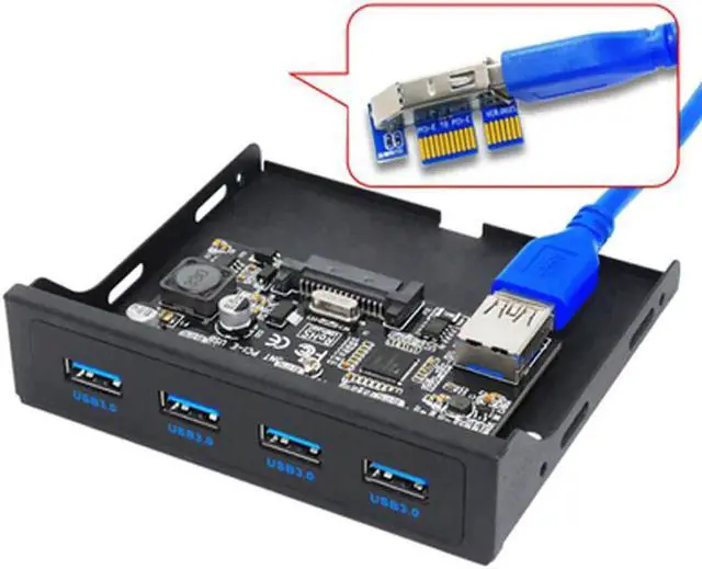 Main image of PCI-E to USB 3.0 PC Front Panel USB Expansion Card PCIE USB Adapter 3.5" Floppy USB3.0 Front Panel Bracket PCI Express x1 Riser