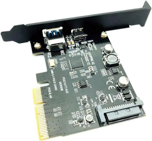 Alt view image 6 of 7 - USB 3.1 Type C PCIe Expansion Card PCI-E to USB3.1 GEN 2 10Gbps USB Type-C + USB3.0 Type A Riser Card PCI Express x4 USB Adapter