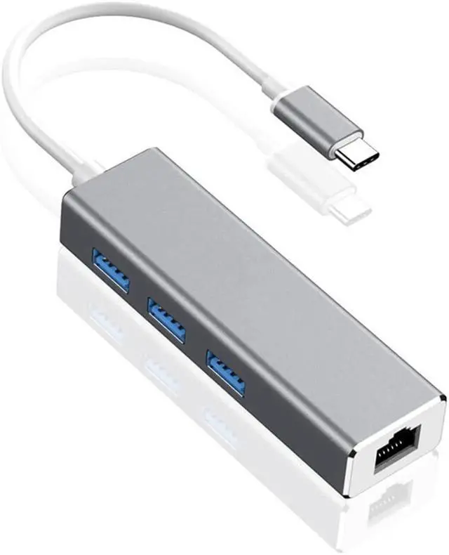 Alt view image 7 of 7 - 3 Ports USB 3.0 HUB Type C to RJ45 Gigabit Ethernet Network Card Adapter 1000Mbps USB-C USB3.0 HUB Splitter for Macbook Notebook Laptop