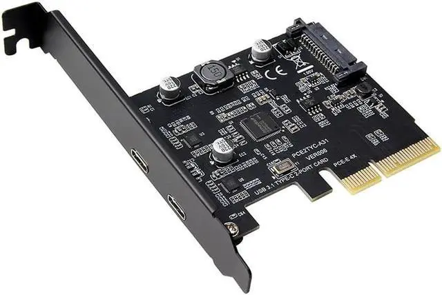 Alt view image 7 of 7 - SuperSpeed USB 3.1 PCI-Express Card with Dual Reversible Type-C Ports 5V 15Pin Connector Gen 2 10 Gbps PCI Express Card 10Gbps