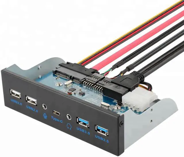 Alt view image 3 of 7 - 5.25 Inch USB 3.0 2.0 USB Type C HD Audio Port Front Panel Aluminum USB Type-C
