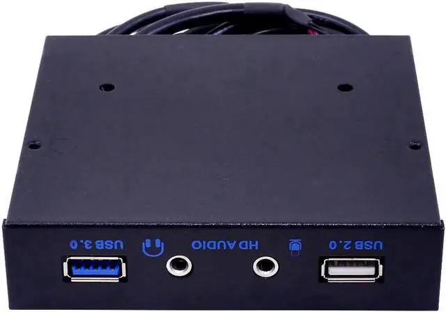 Alt view image 5 of 7 - 20 Pin 4 Port USB 3.0 Front Panel USB 2.0 Hub HD Audio 3.5mm Earphone Jack MIC Interface for PC Desktop 3.5" Floppy Bay
