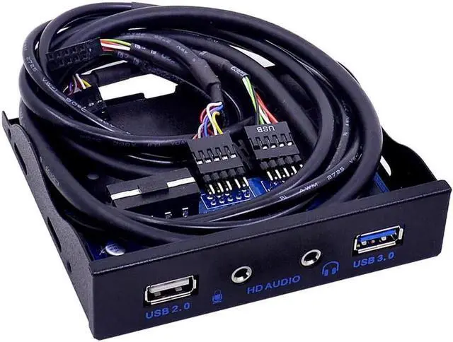 Alt view image 3 of 7 - 20 Pin 4 Port USB 3.0 Front Panel USB 2.0 Hub HD Audio 3.5mm Earphone Jack MIC Interface for PC Desktop 3.5" Floppy Bay