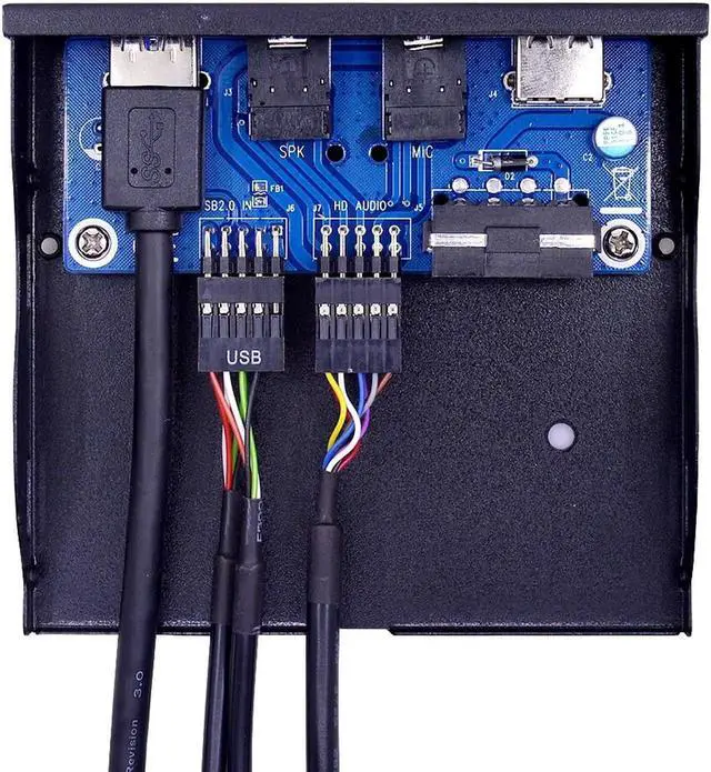 Alt view image 4 of 7 - 20 Pin 4 Port USB 3.0 Front Panel USB 2.0 Hub HD Audio 3.5mm Earphone Jack MIC Interface for PC Desktop 3.5" Floppy Bay