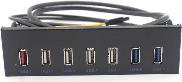 Alt view image 7 of 7 - 7 Ports USB 3.0 Hub 5Gbs 5.25" CD-ROM Drive Bay Front Panel for Computer Case USB 2.0 HUB 1.2 Rapid Charging Bracket