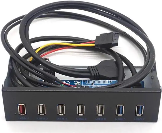 Main image of 7 Ports USB 3.0 Hub 5Gbs 5.25" CD-ROM Drive Bay Front Panel for Computer Case USB 2.0 HUB 1.2 Rapid Charging Bracket