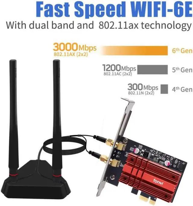 Alt view image 5 of 7 - Wi-Fi 6E Intel AX210 Dual Band PCIe Wireless Wifi Network Adapter 2.4G/5G/6Ghz 2400M Wi-Fi Card Bluetooth 5.2 PCI Express Wlan