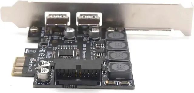 Alt view image 5 of 7 - 2 Port USB 3.0 PCI-E Express card PCIE to USB3.0 hub 19pin Front-facing Expansion Card 5Gbps Super High Speed Adapter