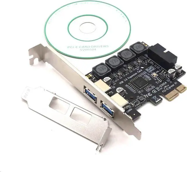 Alt view image 4 of 7 - 2 Port USB 3.0 PCI-E Express card PCIE to USB3.0 hub 19pin Front-facing Expansion Card 5Gbps Super High Speed Adapter