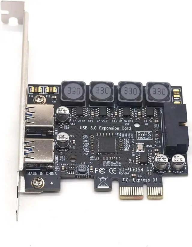 Alt view image 3 of 7 - 2 Port USB 3.0 PCI-E Express card PCIE to USB3.0 hub 19pin Front-facing Expansion Card 5Gbps Super High Speed Adapter