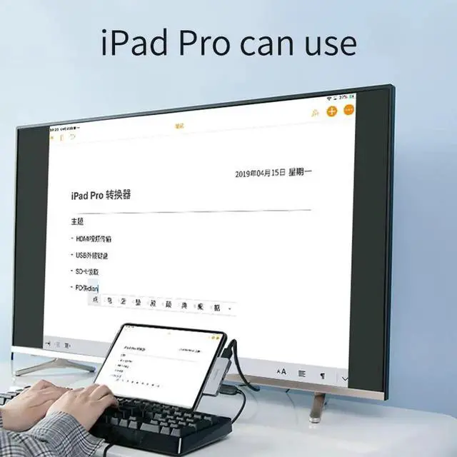 Alt view image 4 of 7 - USB C HUB TYPE-C to HDMI-compatible Adapter 3.5mm Audio PD Charging USB 3.0 Port Converter for iPad Pro Macbook Laptop 6 Ports
