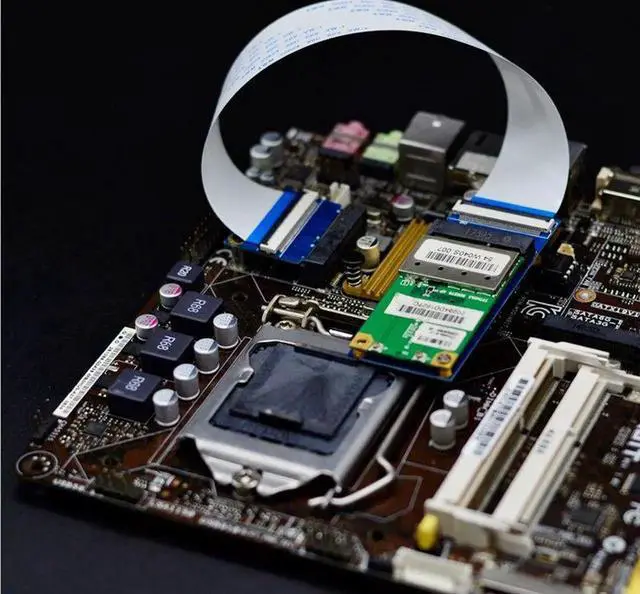 Alt view image 2 of 4 - Mini PCI-E/mSATA Flexible Extender Cable Wire with SIM 8Pin Card Slot/MiniCard Extender Bracket for WIFI / WWAN/WLAN module