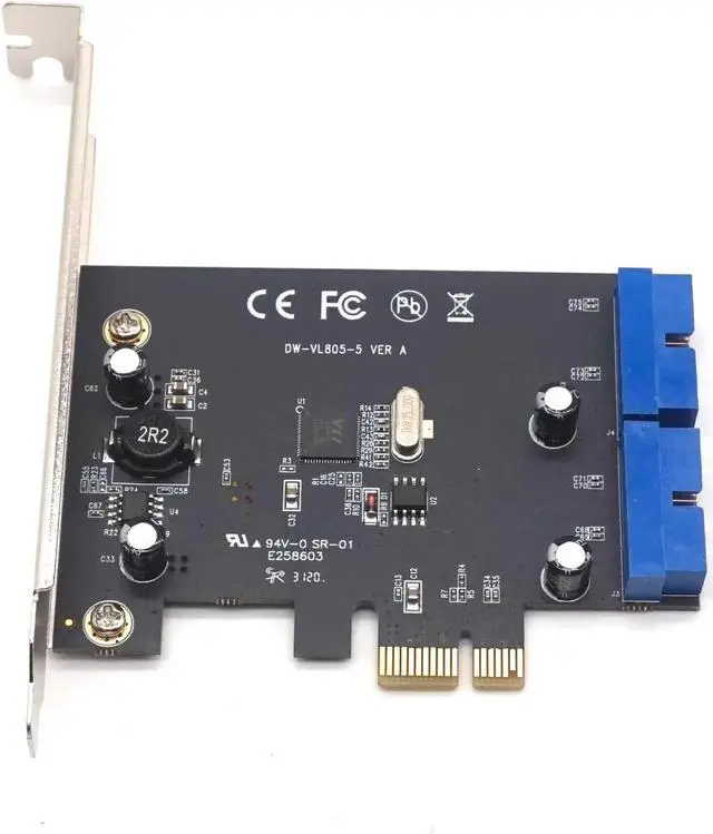 Alt view image 4 of 7 - PCI Express to Dual 20 Pin USB 3.0 Controller Card PCI-E X1 to 2 Ports USB 3.0 Header With Low Profile Bracket