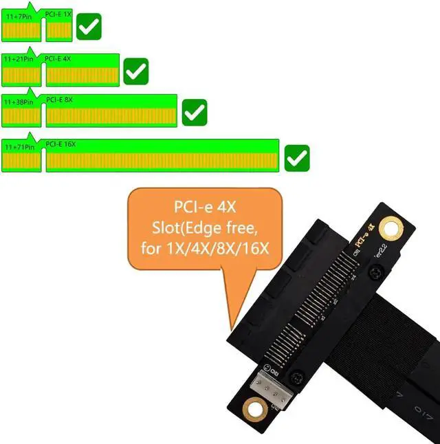 Alt view image 7 of 7 - Riser PCIe x4 3.0 PCI-E 4x To M.2 NGFF NVMe M Key 2280 Riser Card Gen3.0 Cable Extender M2 PCI Express Extension Cable 32G/bps