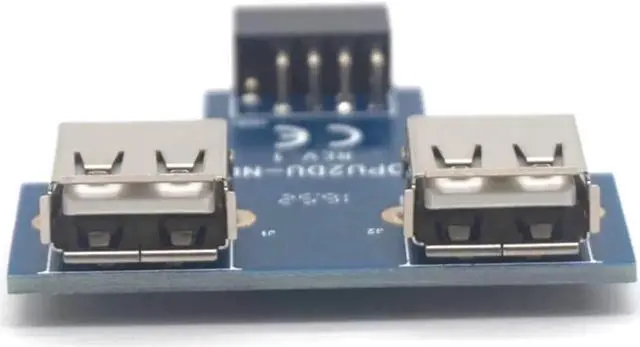 Alt view image 3 of 7 - Motherboard USB 2.0 9Pin Female to 2 Port A Female Adapter Converter PCB Board Card Extender Internal PC Case
