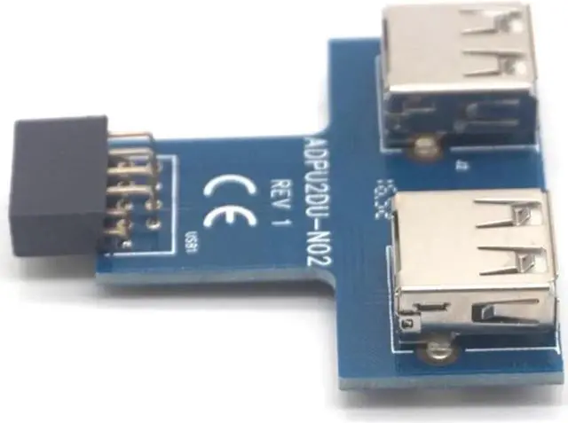 Alt view image 7 of 7 - Motherboard USB 2.0 9Pin Female to 2 Port A Female Adapter Converter PCB Board Card Extender Internal PC Case