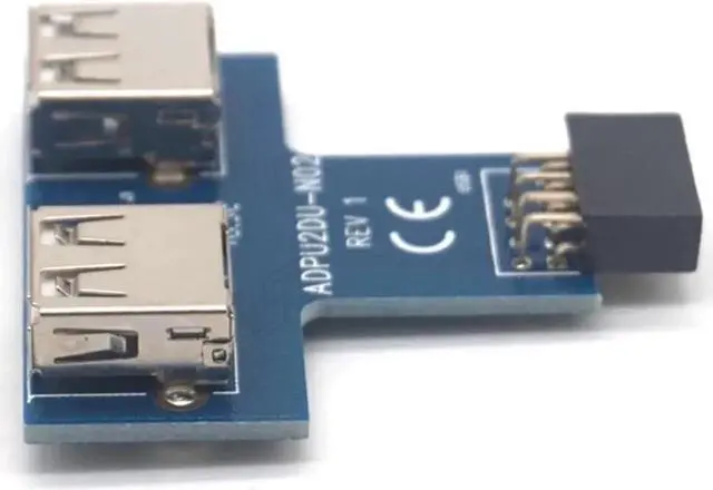 Alt view image 4 of 7 - Motherboard USB 2.0 9Pin Female to 2 Port A Female Adapter Converter PCB Board Card Extender Internal PC Case