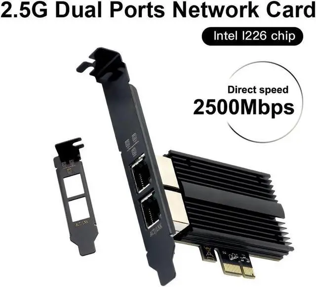 Main image of 2500Mbps PCI-E To RJ45 Network Card Intel I226 Gigabit Ethernet rj45 Dual Ports 1000/2500M PCI Express Wlan Adapter For Desktop