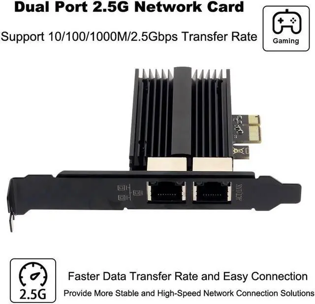 Alt view image 6 of 7 - 2500Mbps PCI-E To RJ45 Network Card Intel I226 Gigabit Ethernet rj45 Dual Ports 1000/2500M PCI Express Wlan Adapter For Desktop