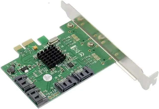 Alt view image 4 of 6 - PCI-E to 4 Ports SATA III 3.0 6G Controller Card Marvell 88SE9215 non raid pcie 2.0 x1 expansion card Low profile bracket