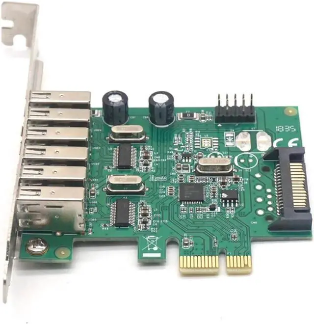 Alt view image 2 of 7 - 6 Ports USB 2.0 PCIE HUB CARD Renesas usb expansion USB 2.0 PCI-Express card (6 external Ports and 2 internal Ports)