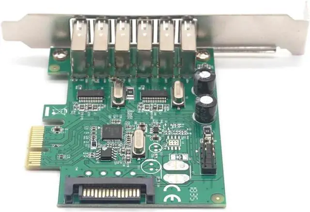 Alt view image 5 of 7 - 6 Ports USB 2.0 PCIE HUB CARD Renesas usb expansion USB 2.0 PCI-Express card (6 external Ports and 2 internal Ports)