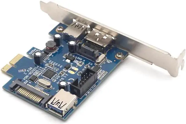 Alt view image 3 of 7 - PCI express to 2 ports USB3.0 + Power eSATA Converter Card with 9pin USB + 15pin SATA Power Socket