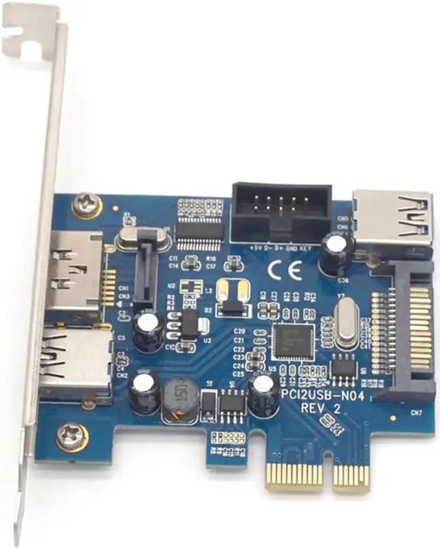 Alt view image 5 of 7 - PCI express to 2 ports USB3.0 + Power eSATA Converter Card with 9pin USB + 15pin SATA Power Socket