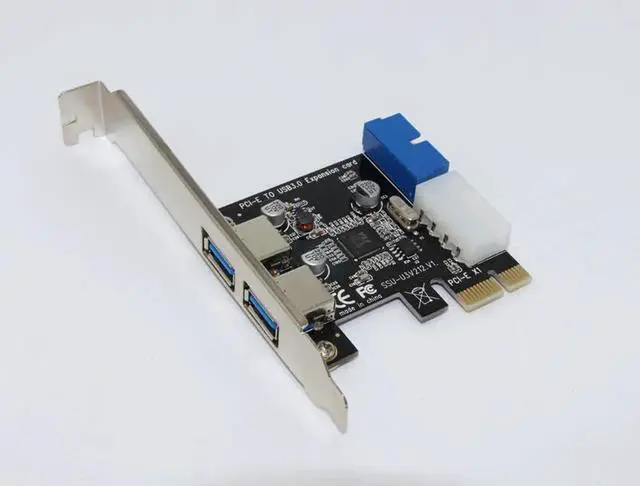 Alt view image 6 of 7 - New USB 3.0 PCI-E Expansion Card Adapter External 2 Port USB3.0 Hub Internal 19pin Header PCI-E Card 4pin IDE Power Connector