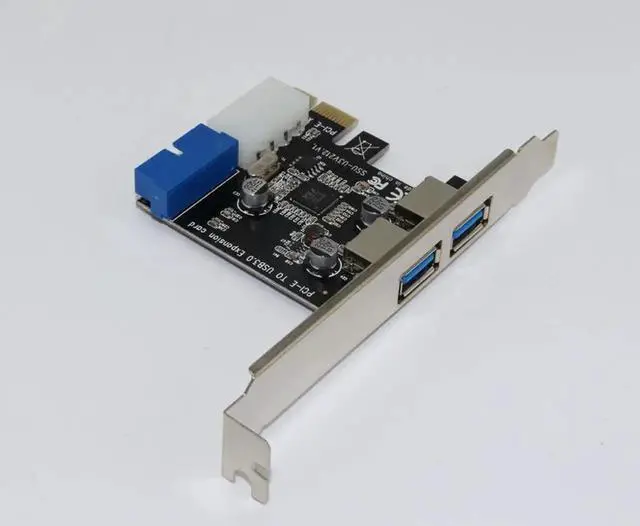 Alt view image 5 of 7 - New USB 3.0 PCI-E Expansion Card Adapter External 2 Port USB3.0 Hub Internal 19pin Header PCI-E Card 4pin IDE Power Connector
