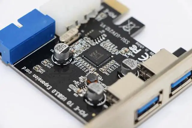 Alt view image 4 of 7 - New USB 3.0 PCI-E Expansion Card Adapter External 2 Port USB3.0 Hub Internal 19pin Header PCI-E Card 4pin IDE Power Connector