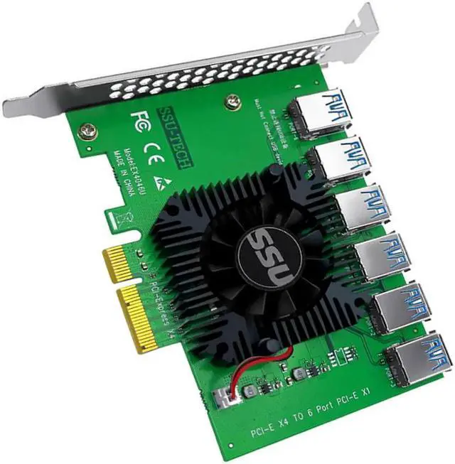 Alt view image 6 of 6 - PCI Express X4 20Gb 1 to 6 Riser Card PCI-E to PCI-E Adapter PCIE Slot 4X to 16X USB 3.0 Riser Extender For Bitcoin Miner Mining