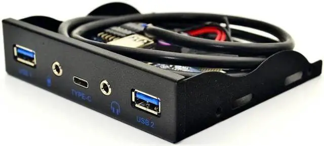 Alt view image 7 of 7 - USB HUB 5 Port USB 3.1 TYPE-C USB 3.0 Front Panel HD Audio 3.5mm Earphone Jack Mic Expansion Adapter for Desktop 3.5" Floppy Bay