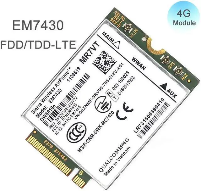 Main image of EM7430 DW5816e GOBI6000 4G card LTE DW5816 for Dell Latitude 7280 7285 7290 7389 7390 7480 7490 E7470 Cat6 300M 4G module