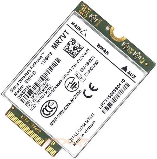 Alt view image 4 of 5 - EM7430 DW5816e GOBI6000 4G card LTE DW5816 for Dell Latitude 7280 7285 7290 7389 7390 7480 7490 E7470 Cat6 300M 4G module