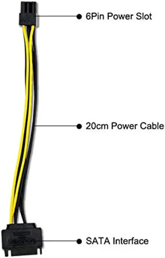 Alt view image 7 of 7 - 6pcs 006C PCIe 1x to 16x Express Riser Card Graphic pci-e riser Extender 60cm USB 3.0 Cable SATA to 6Pin Power for BTC mining