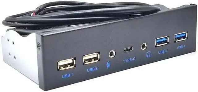 Alt view image 3 of 7 - USB 3.0 Front Panel for PC USB 3.1 Type C + 2x USB3.0 + 2x USB2.0 Hub + HD Audio 3.5mm + Earphone MIC for 5.25" CD-ROM Drive Bay