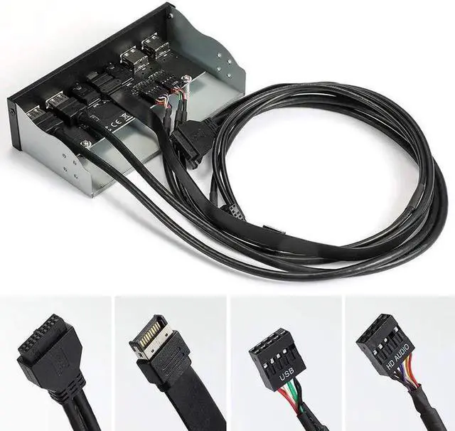 Alt view image 7 of 7 - USB 3.0 Front Panel for PC USB 3.1 Type C + 2x USB3.0 + 2x USB2.0 Hub + HD Audio 3.5mm + Earphone MIC for 5.25" CD-ROM Drive Bay