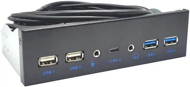 Alt view image 2 of 7 - USB 3.0 Front Panel for PC USB 3.1 Type C + 2x USB3.0 + 2x USB2.0 Hub + HD Audio 3.5mm + Earphone MIC for 5.25" CD-ROM Drive Bay