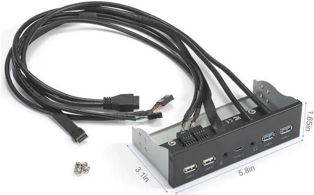 Alt view image 4 of 7 - USB 3.0 Front Panel for PC USB 3.1 Type C + 2x USB3.0 + 2x USB2.0 Hub + HD Audio 3.5mm + Earphone MIC for 5.25" CD-ROM Drive Bay