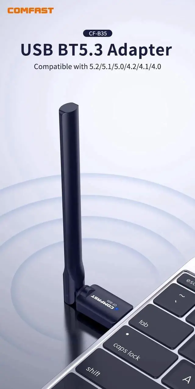 Alt view image 5 of 7 - USB BT5.3 Adapter 2.4GHz Free Drive Bluetooth Dongle with External Antenna Data transfer Support Windows 8.1/10 /11