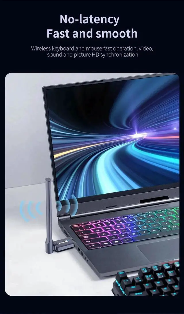 Alt view image 6 of 7 - USB BT5.3 Adapter 2.4GHz Free Drive Bluetooth Dongle with External Antenna Data transfer Support Windows 8.1/10 /11