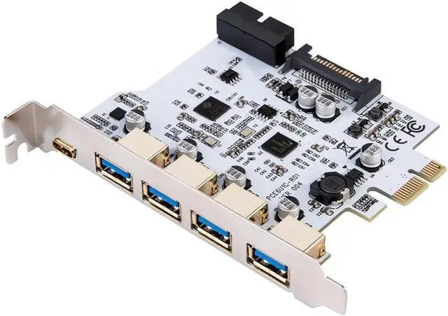 Alt view image 3 of 6 - USB 3.0 PCI-E Type C Expansion Card PCI Express PCI-E to USB 3.0 Controller 5Port + 1Port USB 3.1 PCI-E Card Adapter