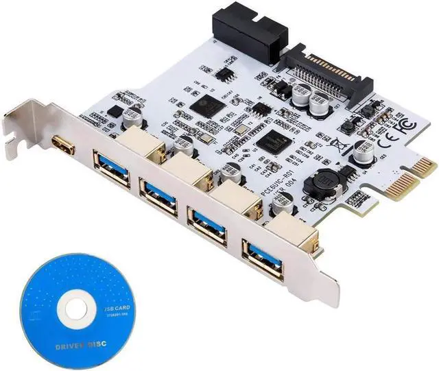 Alt view image 6 of 6 - USB 3.0 PCI-E Type C Expansion Card PCI Express PCI-E to USB 3.0 Controller 5Port + 1Port USB 3.1 PCI-E Card Adapter