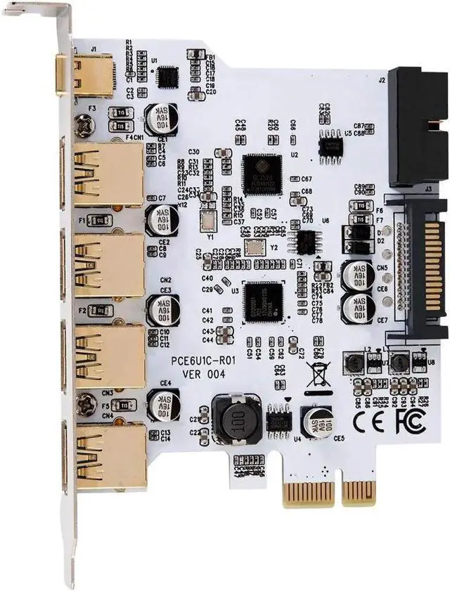 Alt view image 5 of 6 - USB 3.0 PCI-E Type C Expansion Card PCI Express PCI-E to USB 3.0 Controller 5Port + 1Port USB 3.1 PCI-E Card Adapter