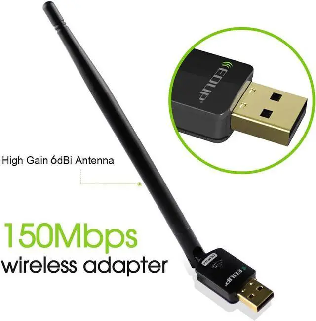 Alt view image 6 of 6 - WiFi USB Adapter 802.11n 150Mbps 2.4Ghz MT7601 Wireless USB Adapter 6dBi Antenna WiFi Receiver for PC Laptop