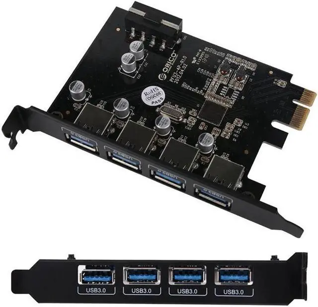 Main image of PCIE to 4 Port USB 3.0 PCI-e Adapter PCI Express USB3.0 4 Port HUB 5.0Gbps 19Pin FL1100 chipset Support WIN10 WIN8 MAC OS