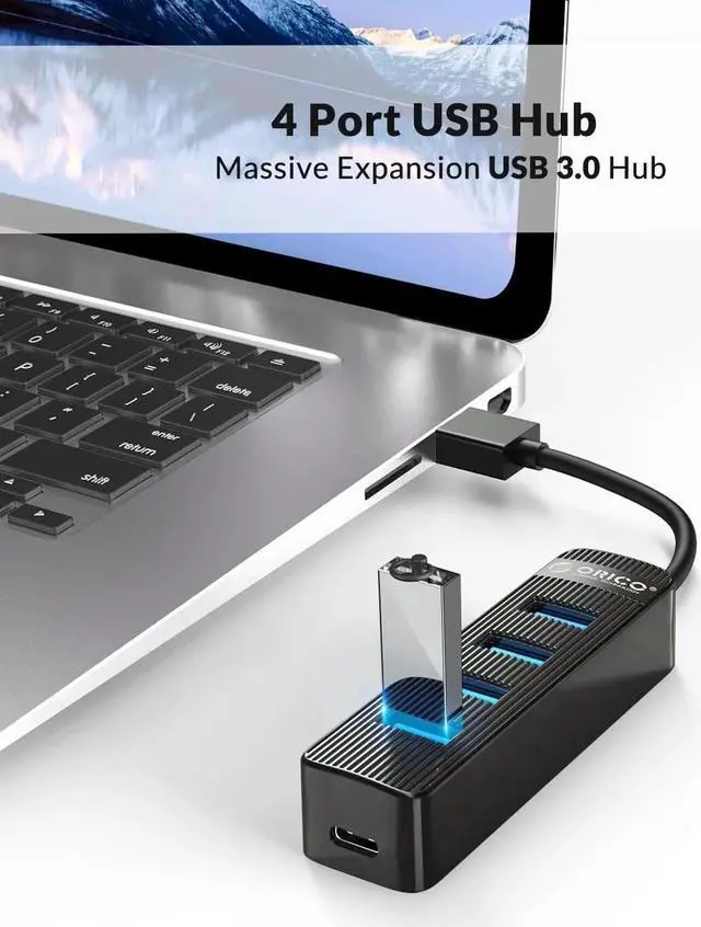 Alt view image 2 of 7 - 4 Port USB 3.0 HUB With Type C Power Supply Port For PC Laptop Computer 7 Port USB Splitter USB3.0 OTG Adapter