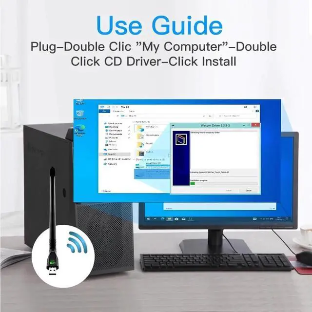 Alt view image 7 of 7 - 300Mbps WiFi6 USB Adapter 2.4Ghz Network Card Antenna Wifi6 USB Dongle 802.11ax Wireless WiFi Receiver For PC Laptop Driver Free