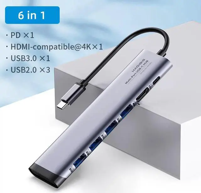 Alt view image 5 of 7 - USB C Hub Type C to HDMI-compatible Multi USB 3.0 2.0 Adapter PD Dock SD/Micro SD Card Reader for Macbook iPad Pro XPS
